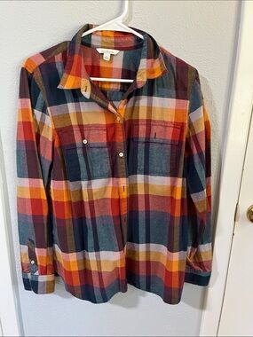 L.L. Bean Women's Plaid Button-Down Shirt - Red, Navy, Mustard, Cream